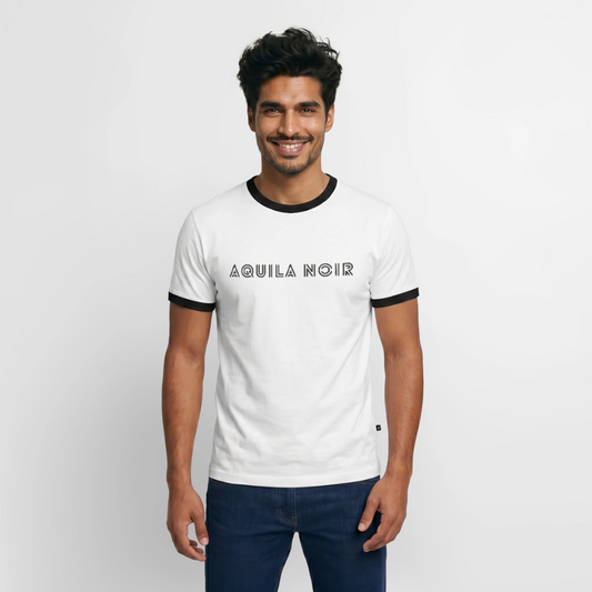 Aquila Noir "Signature" Ringer Tee (Onyx) - Weiß/Schwarz