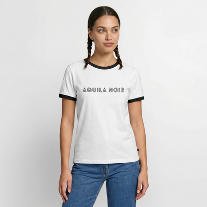 Aquila Noir "Signature" Ringer Tee (Onyx) - Weiß/Schwarz