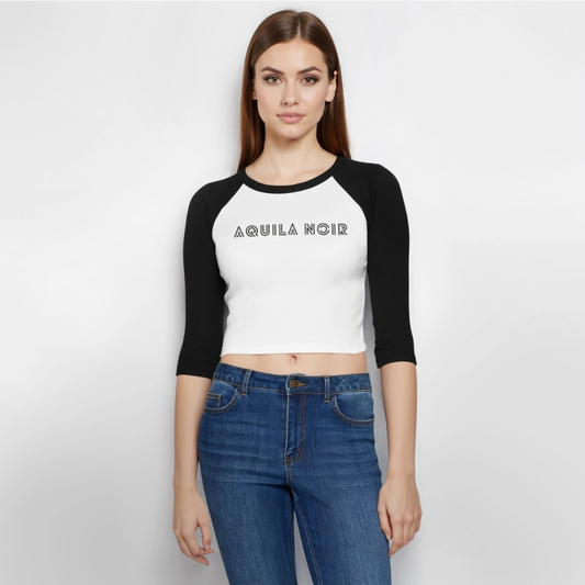 Aura Cropped Raglan (Onyx) - Weiß/Schwarz