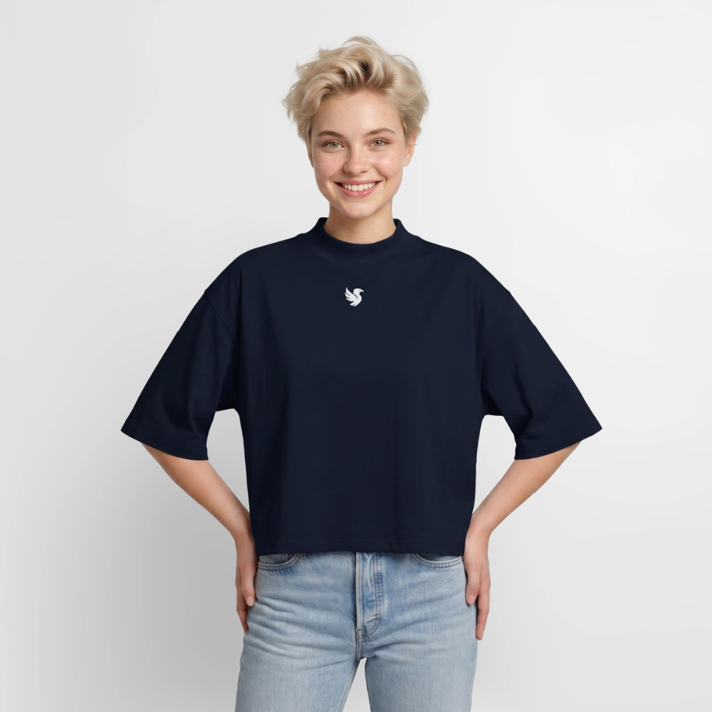 Boxy Cropped (Ivory) - Navy