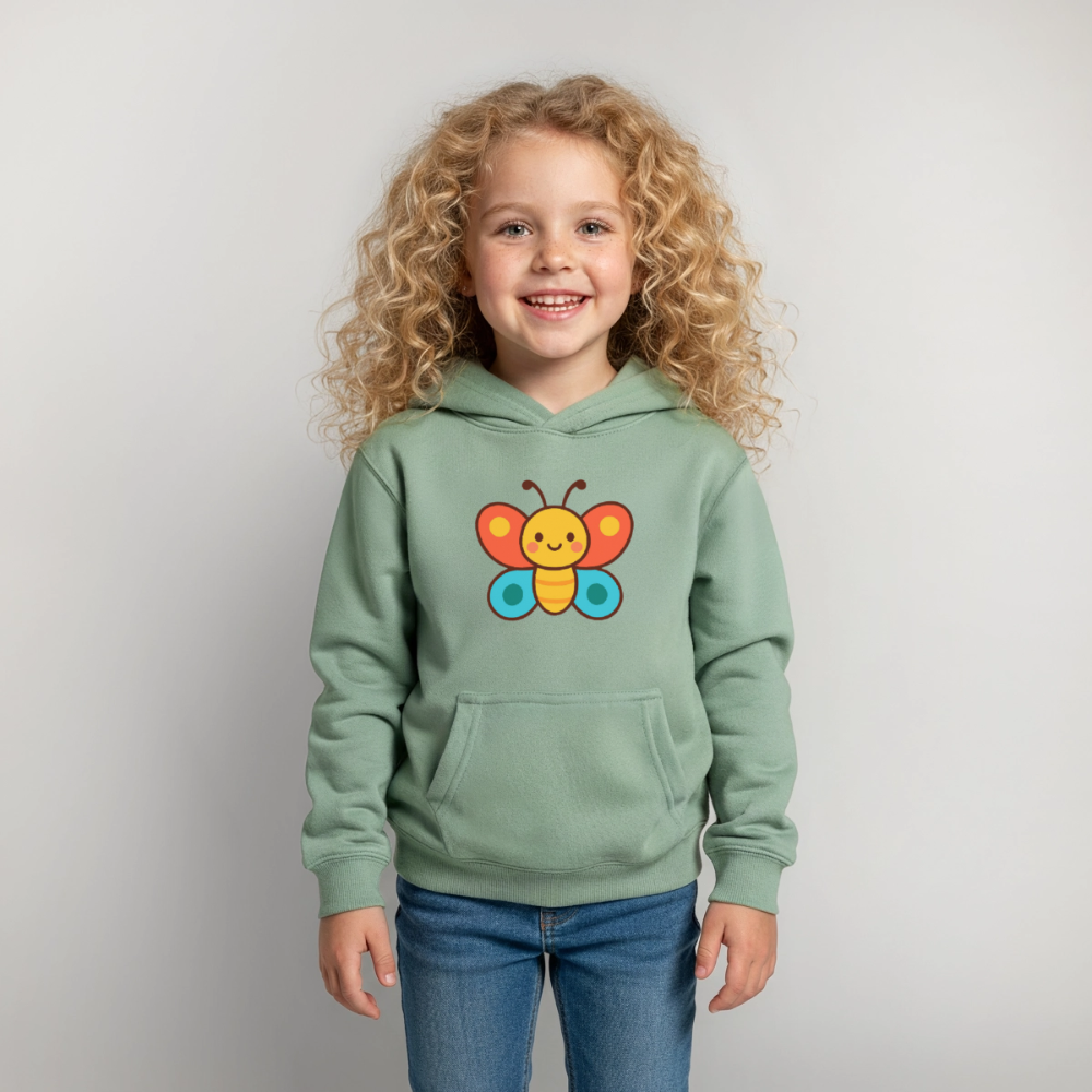 Butterfly Kids Hoodie - Graugrün